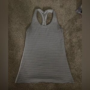 Lululemon white and black stripped tank top size 6!